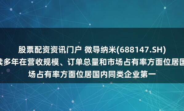 股票配资资讯门户 微导纳米(688147.SH): ALD产品已连续多年在营收规模、订单总量和市场占有率方面位居国内同类企业第一